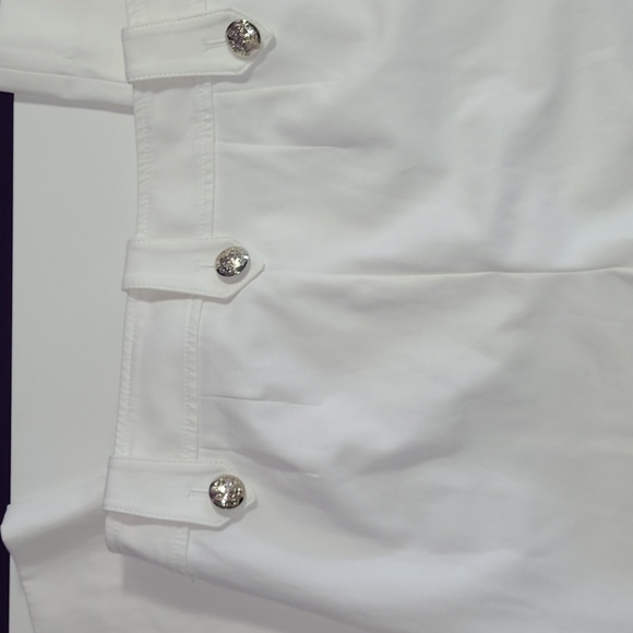 WhiteHouse Black Market  off White  pants 2 front pockets Silver Buttons 8P used - Picture 8 of 16